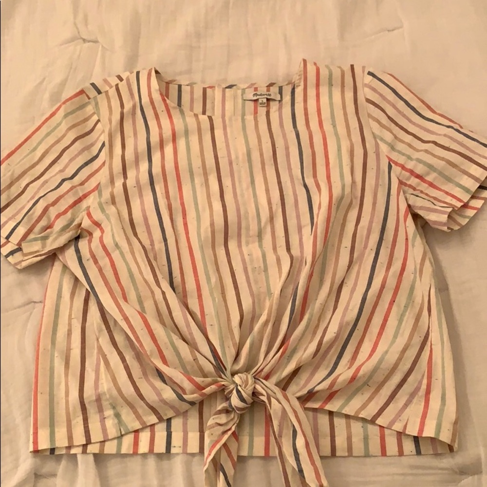 Front tie Madewell striped blouse